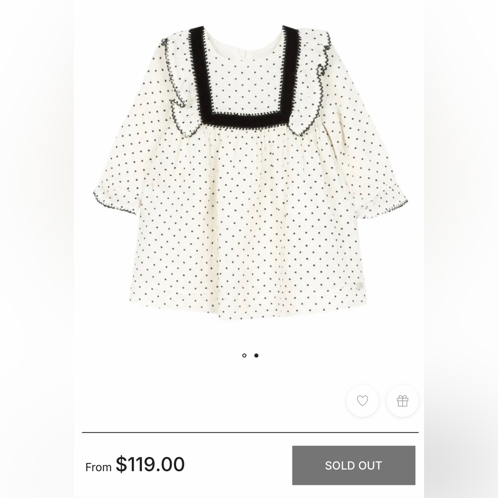Polka Dot Ruffle Baby Dress In Ivory And Black